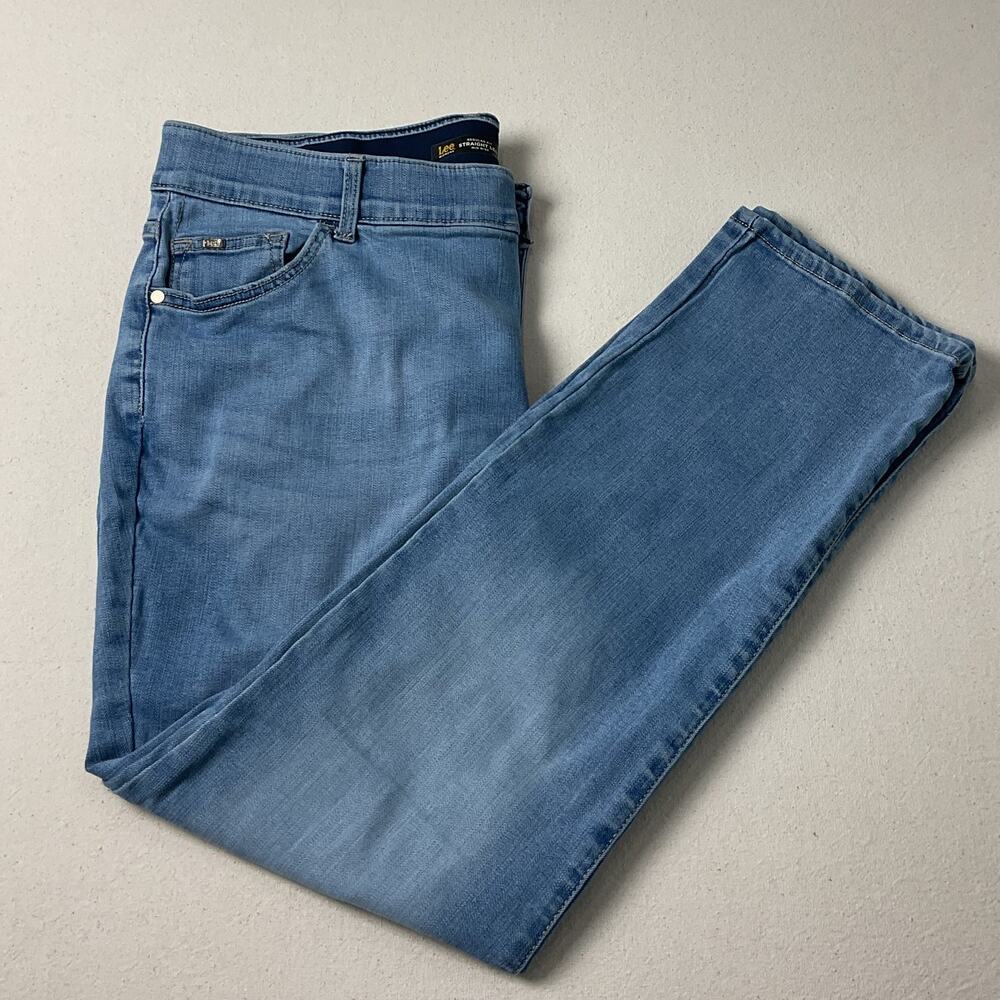 Lee Regular Fit Mid Rise Straight Leg Denim Jeans 18W